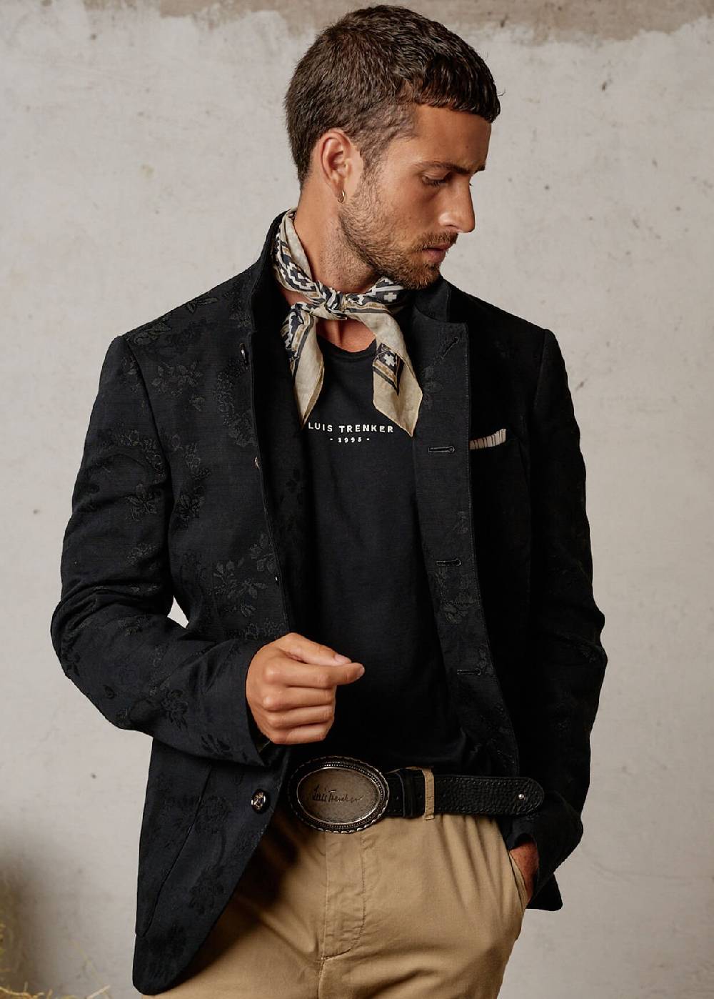 Luis Trenker Blazer In Jacquard Con Motivo Floreale Modello Lusandro