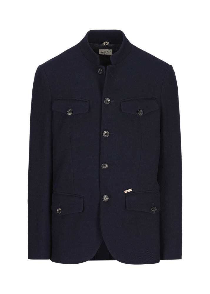 Luis Trenker Blazer In Jersey Con Colletto Alla Coreana Lusepp