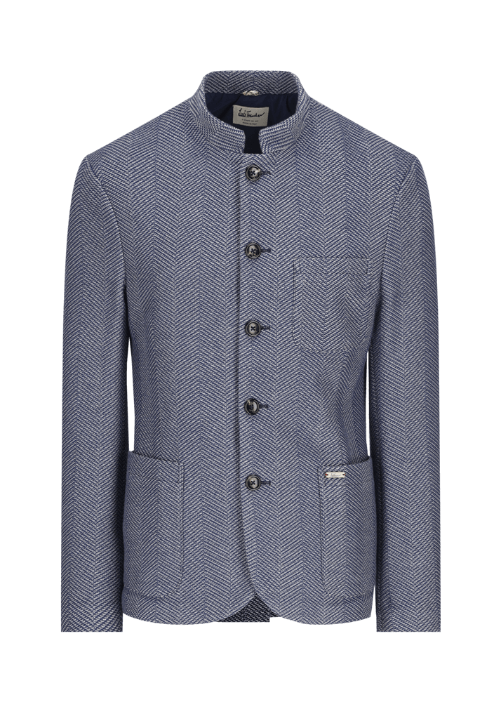 Luis Trenker Blazer in jersey con motivo a spina di pesce modello Luigis
