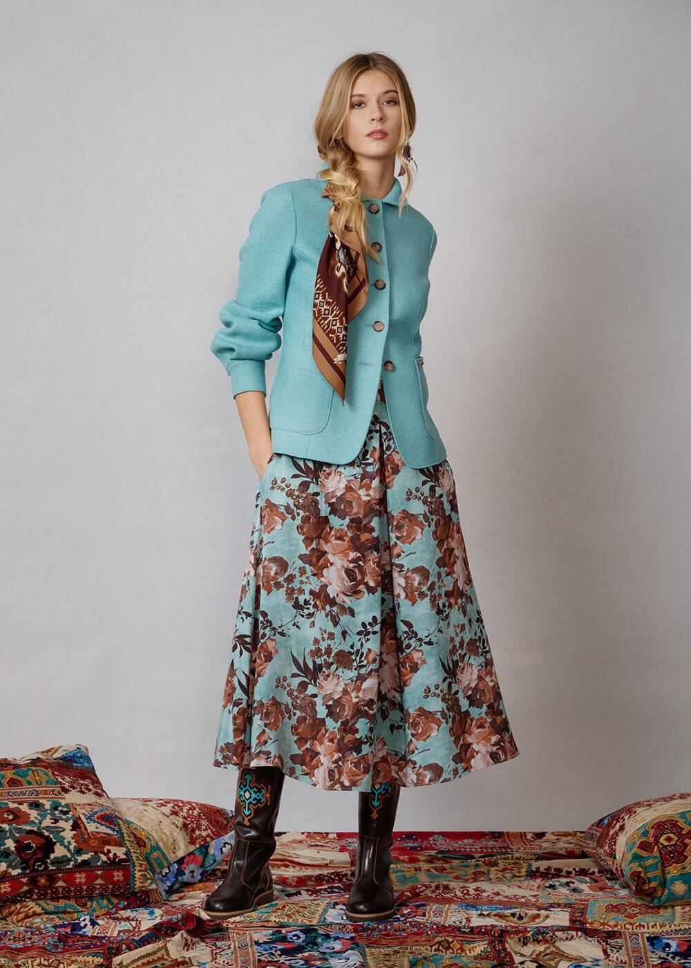 Luis Trenker Blazer in lana cotta con colletto alla Peter Pan modello Lurita