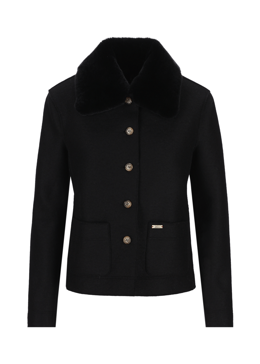 Luis Trenker Blazer In Lana Cotta Con Collo In Pelliccia Modello Luroberta