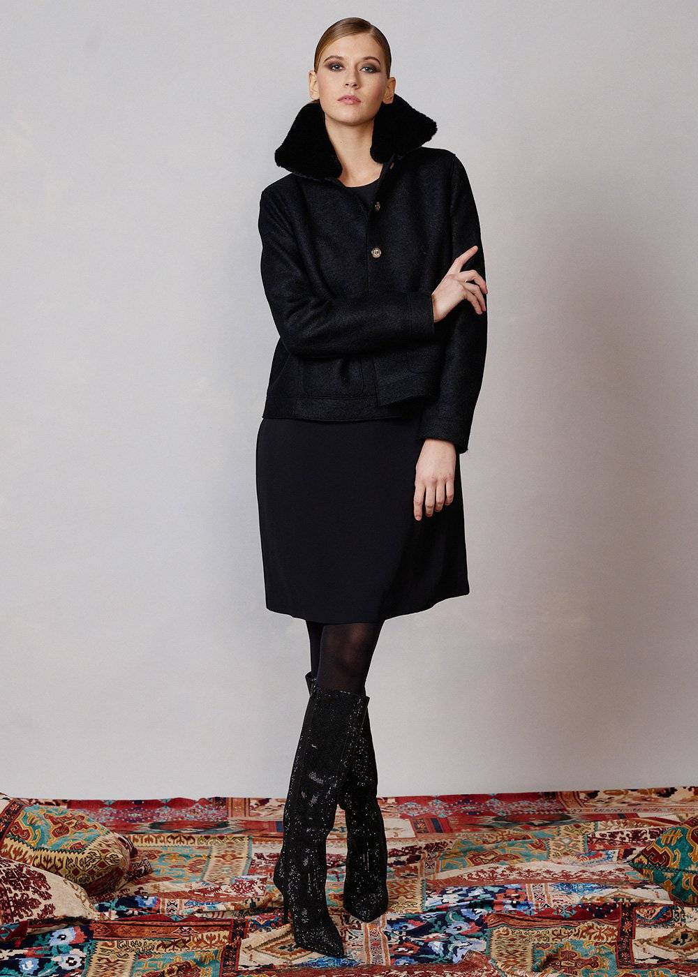 Luis Trenker Blazer in lana cotta con collo in pelliccia modello Luroberta