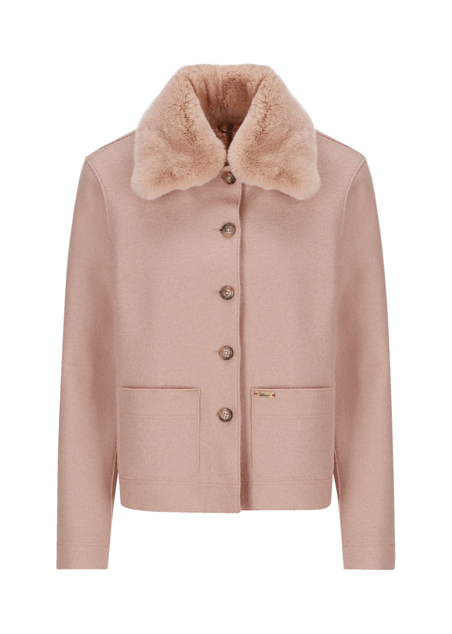 Luis Trenker Blazer in lana cotta con collo in pelliccia modello Luroberta