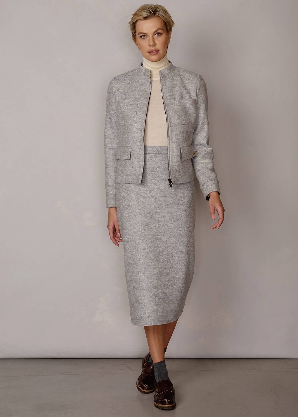 Luis Trenker Blazer in lana follata con cerniera Luanita