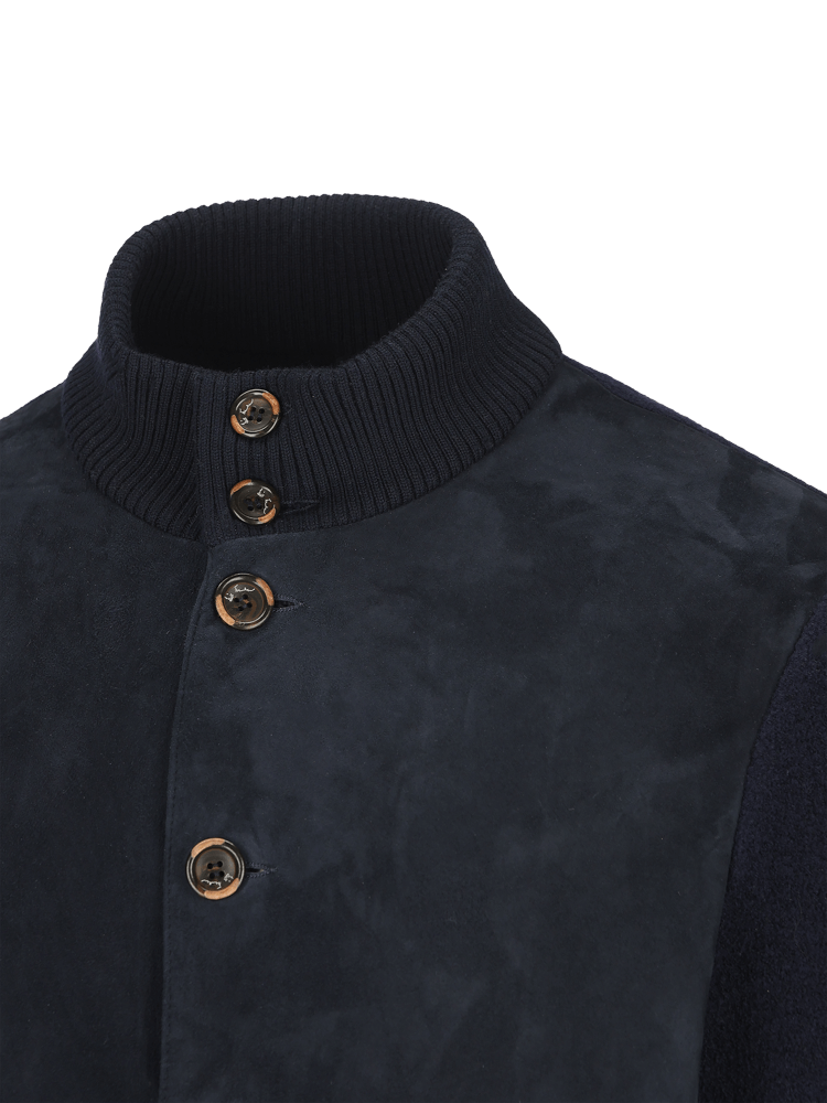 Luis Trenker Blazer In Lana Follata Con Parte Anteriore In Pelle Scamosciata Lupoldo