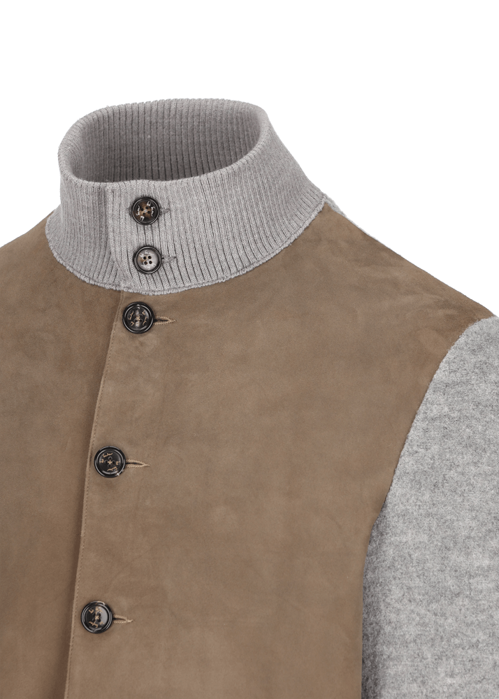 Luis Trenker Blazer In Lana Follata Con Parte Anteriore In Pelle Scamosciata Lupoldo