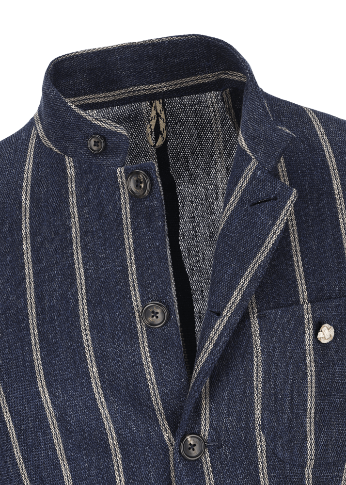 Luis Trenker Blazer In Lino Con Motivo Gessato Modello Lusandro