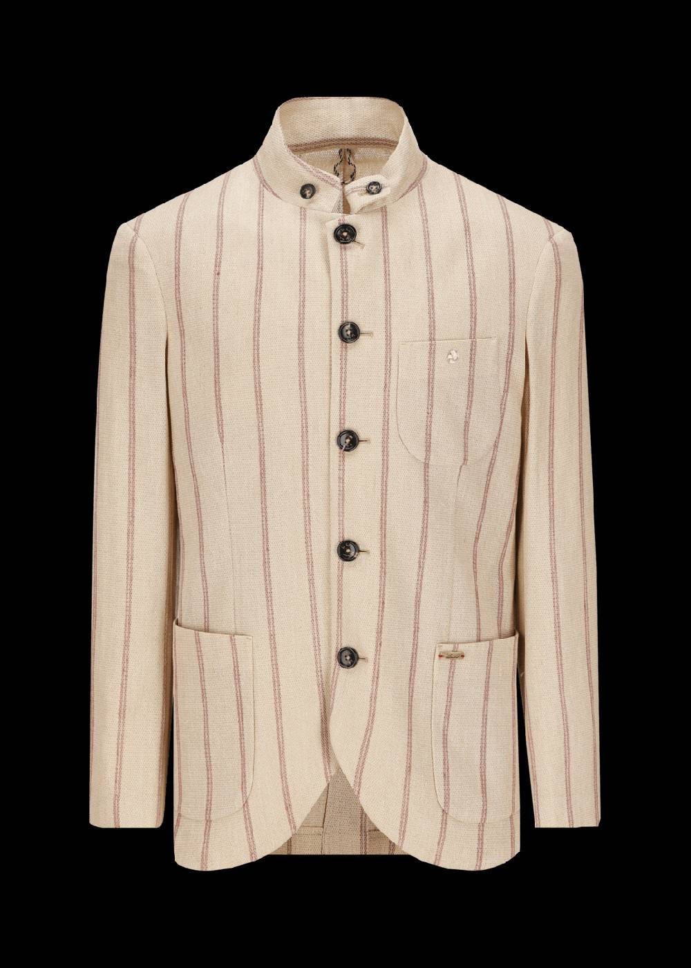 Luis Trenker Blazer In Lino Con Motivo Gessato Modello Lusandro