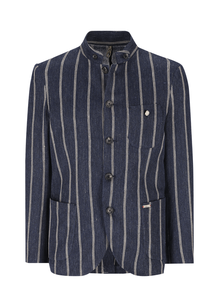 Luis Trenker Blazer in lino con motivo gessato modello Lusandro