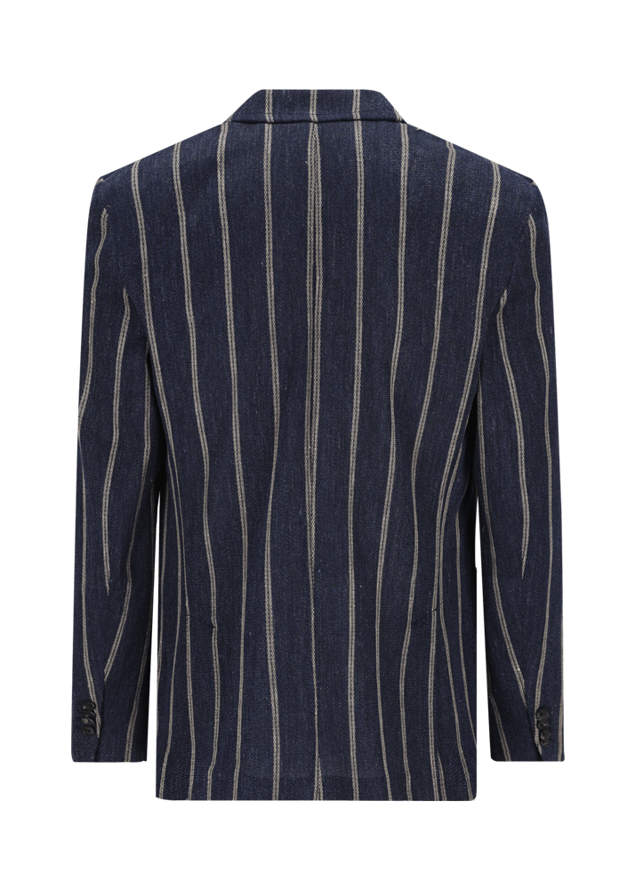 Luis Trenker Blazer In Lino Con Motivo Gessato Modello Lusimone