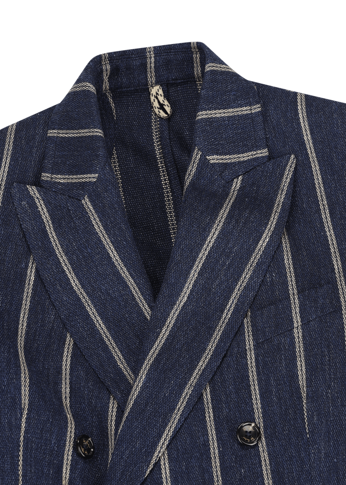 Luis Trenker Blazer In Lino Con Motivo Gessato Modello Lusimone