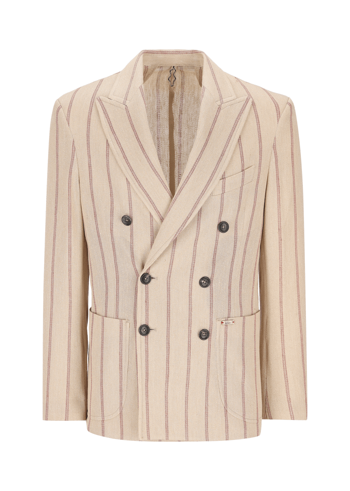 Luis Trenker Blazer in lino con motivo gessato modello Lusimone