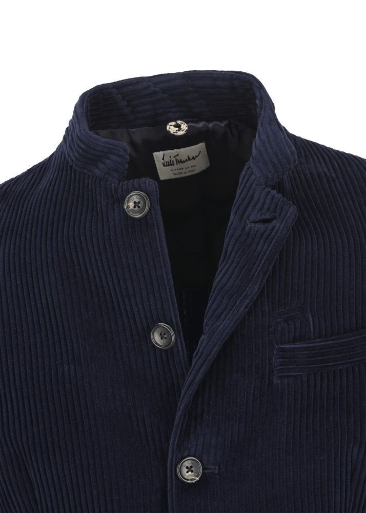 Luis Trenker Blazer In Velluto A Coste Con Colletto Alla Coreana Lusandretto