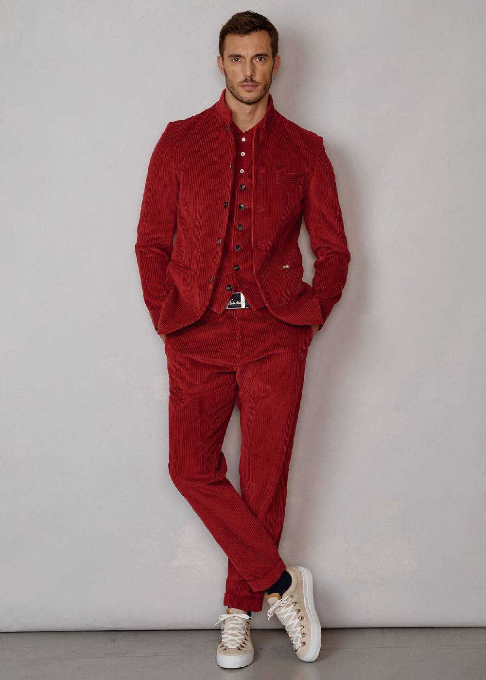 Luis Trenker Blazer in velluto a coste con colletto alla coreana Lusandretto