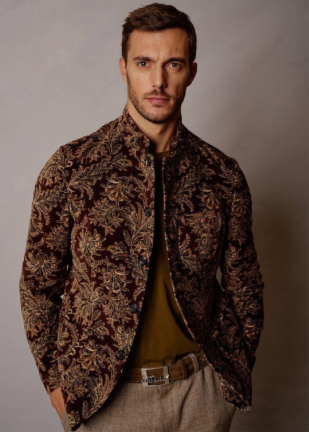 Luis Trenker Blazer In Velluto Con Motivo Damascato Lusandro