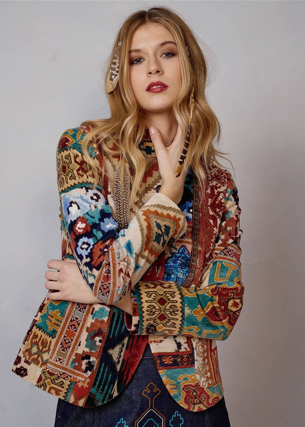 Luis Trenker Blazer In Velluto Con Stampa Modello Luranda