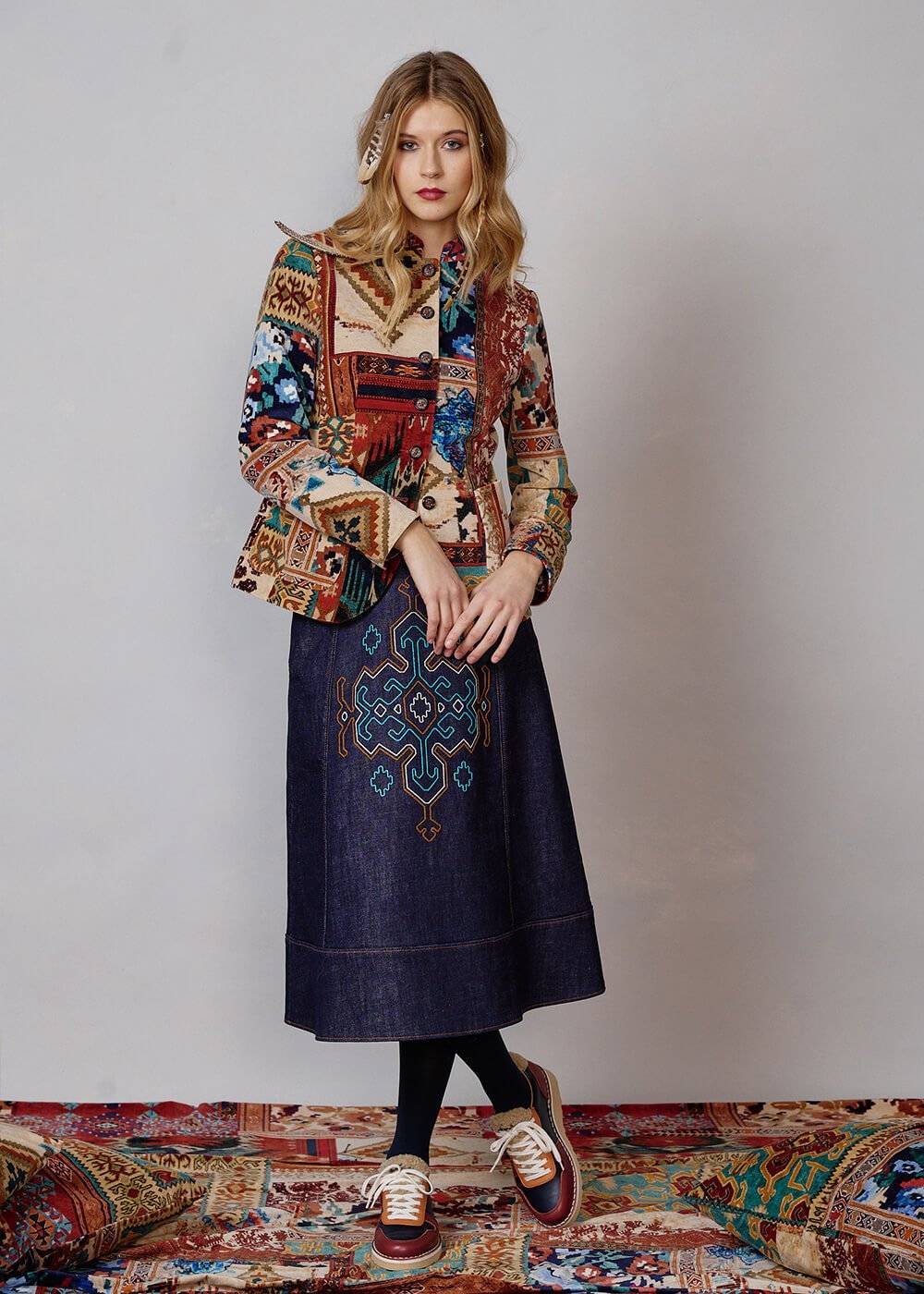 Luis Trenker Blazer in velluto con stampa modello Luranda