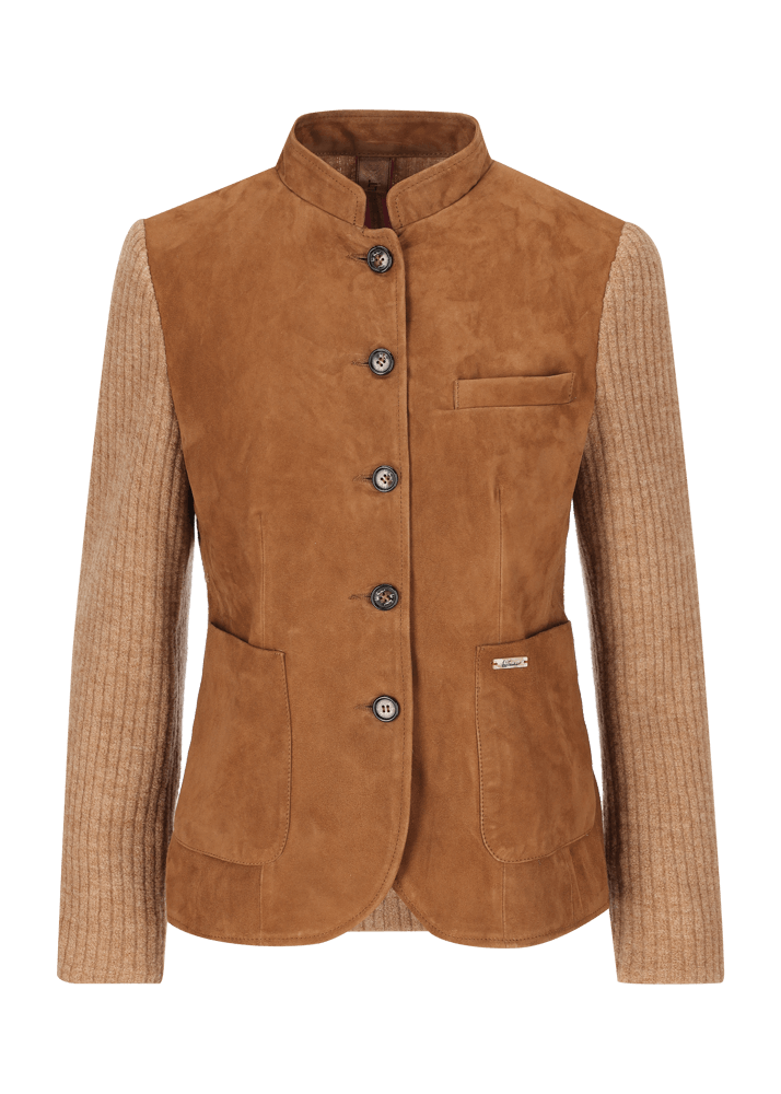 Luis Trenker Blazer Lavorato A Maglia Con Parte Anteriore In Pelle Luranda