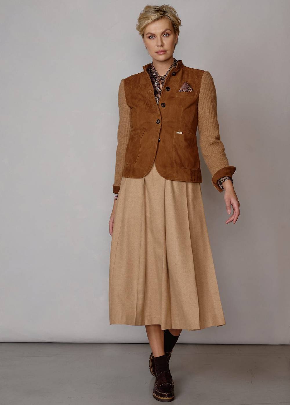 Luis Trenker Blazer lavorato a maglia con parte anteriore in pelle Luranda