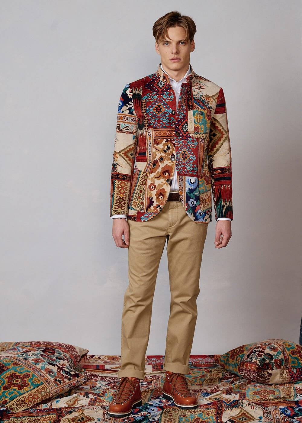 Luis Trenker Blazer modello Lusandro realizzato in velluto con motivo