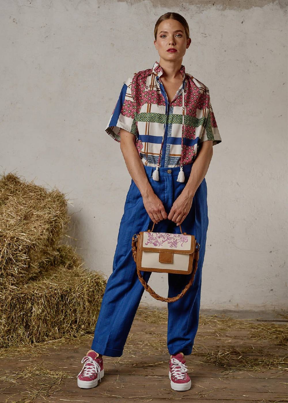 Luis Trenker Blusa a maniche corte con stampa colorata modello Lufiore