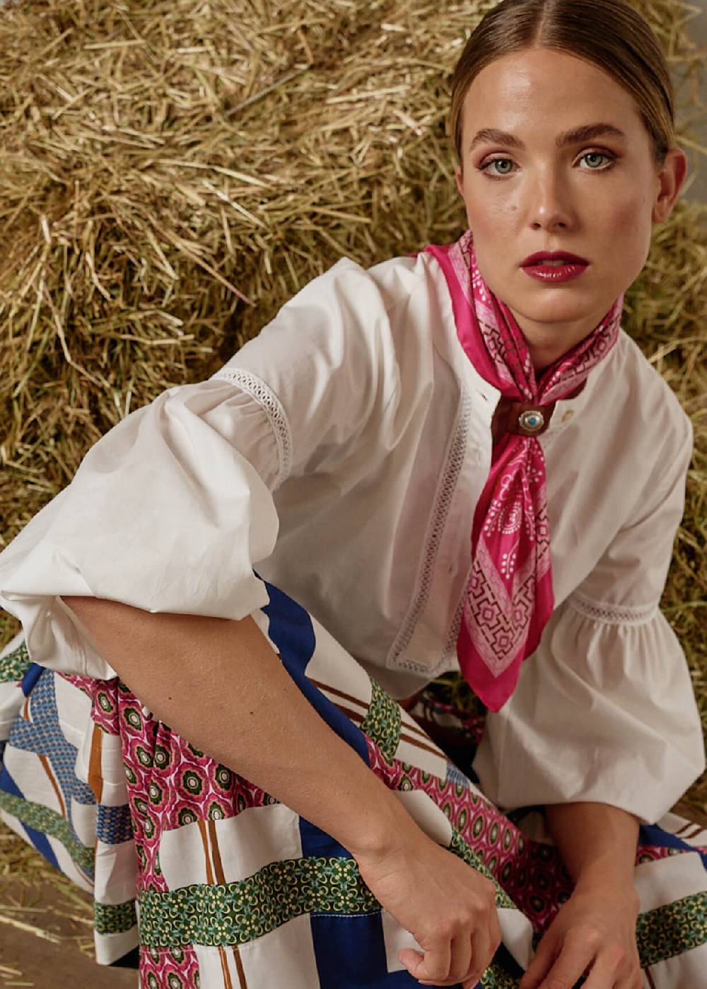 Luis Trenker Blusa In Cotone Con Maniche A Sbuffo Modello Lufanny