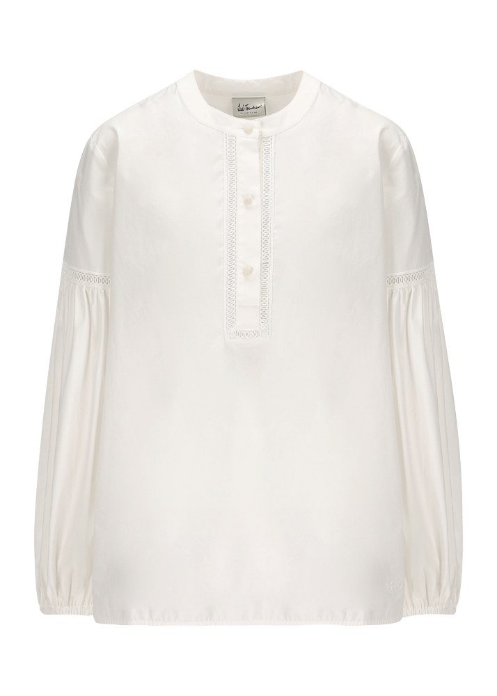 Luis Trenker Blusa In Cotone Con Maniche A Sbuffo Modello Lufanny