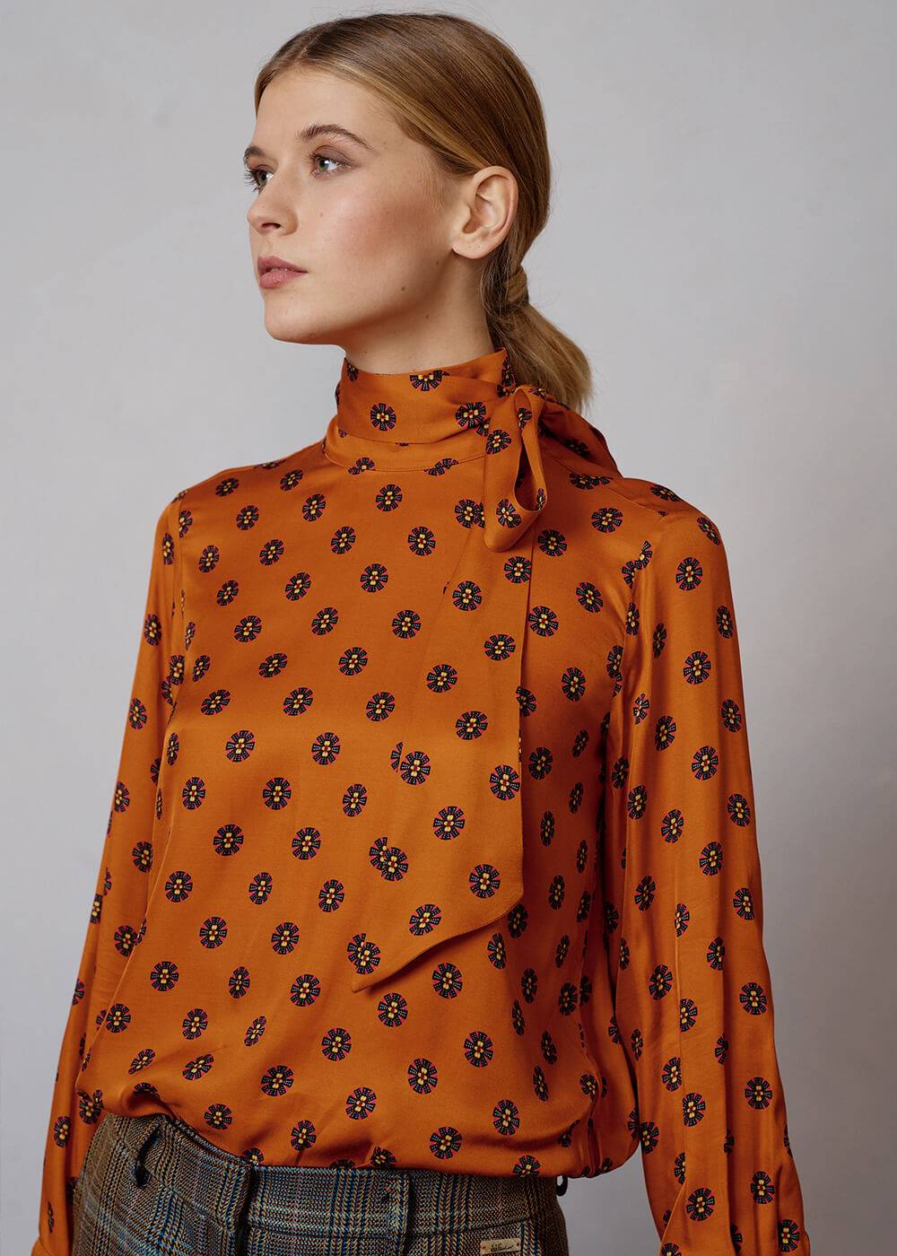 Luis Trenker Blusa Modello Lubianca Con Fiocco E Stampa