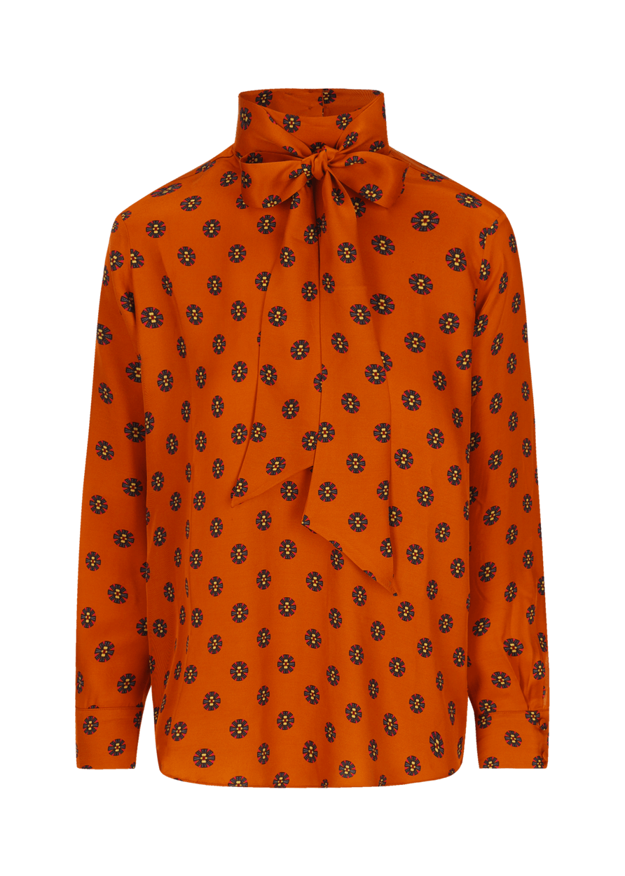 Luis Trenker Blusa Modello Lubianca Con Fiocco E Stampa