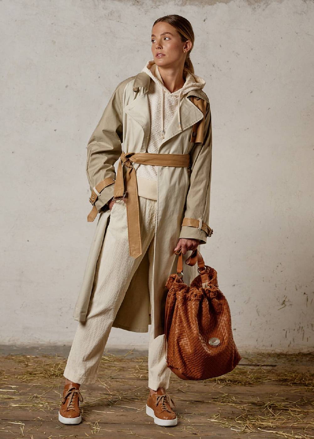 Luis Trenker Borsa a secchiello in pelle intrecciata Lusac