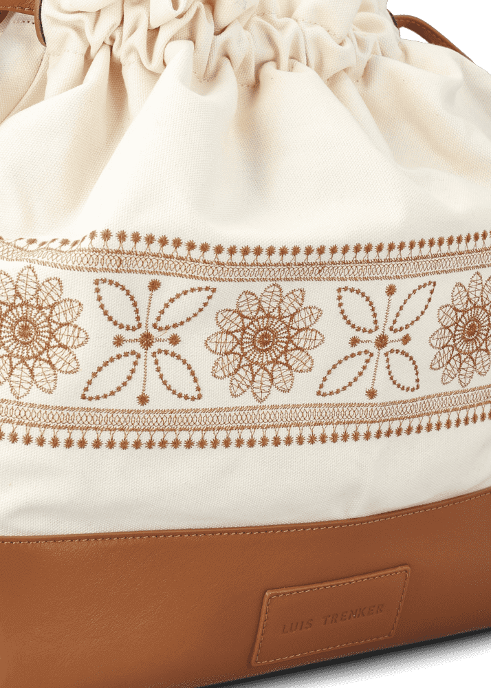 Luis Trenker Borsa A Secchiello In Tela E Pelle Modello Lusac