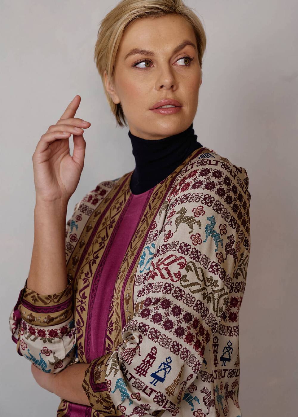 Luis Trenker Camicetta In Viscosa Con Stampa Lubelinda