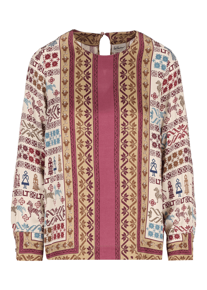 Luis Trenker Camicetta In Viscosa Con Stampa Lubelinda