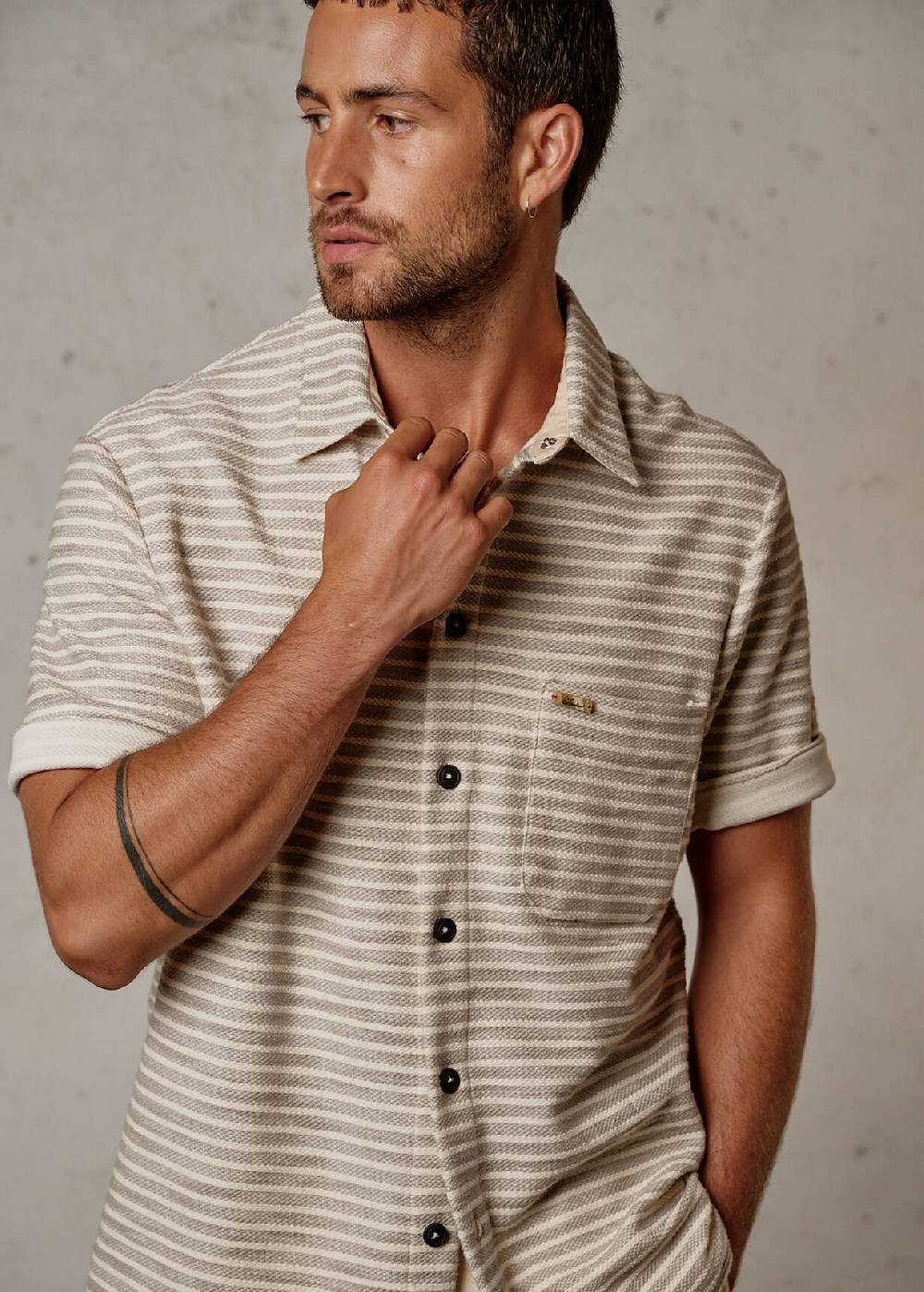 Luis Trenker Camicia A Maniche Corte Con Motivo A Righe Modello Ludavor