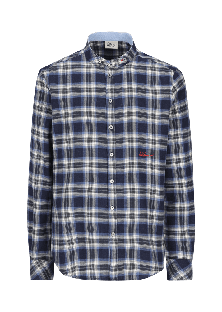 Luis Trenker Camicia A Quadri Con Colletto Alla Coreana Modello Lubernet