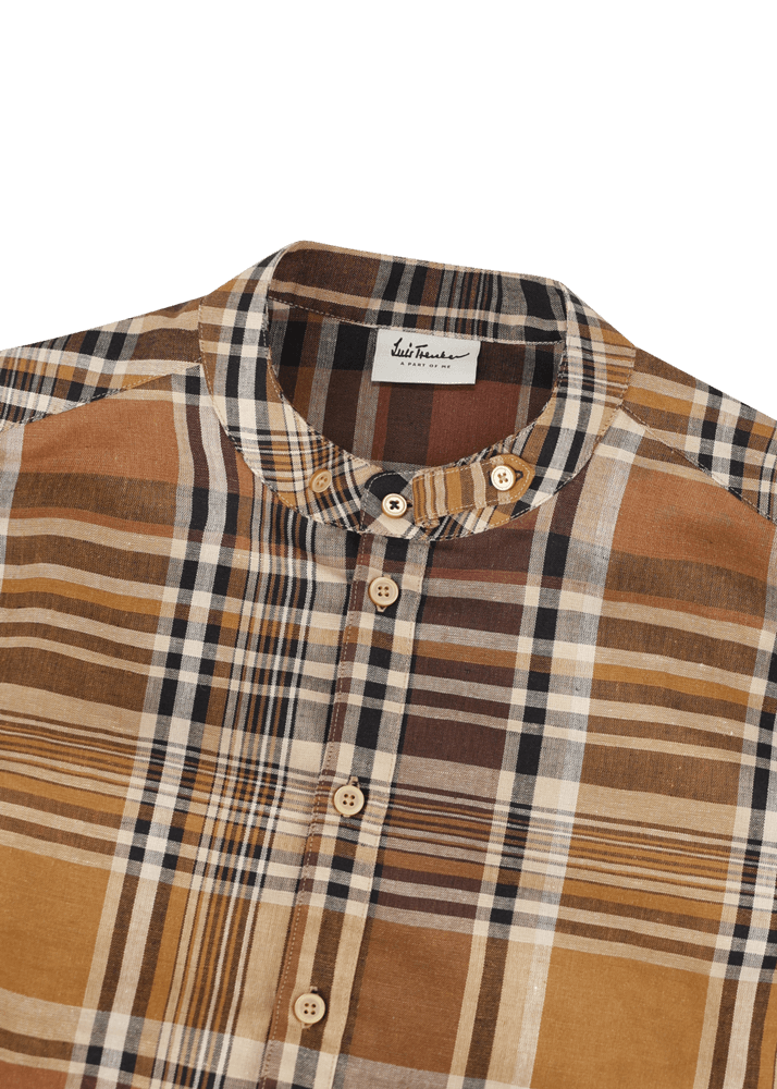 Luis Trenker Camicia A Quadri Con Colletto Alla Coreana Modello Lubernet