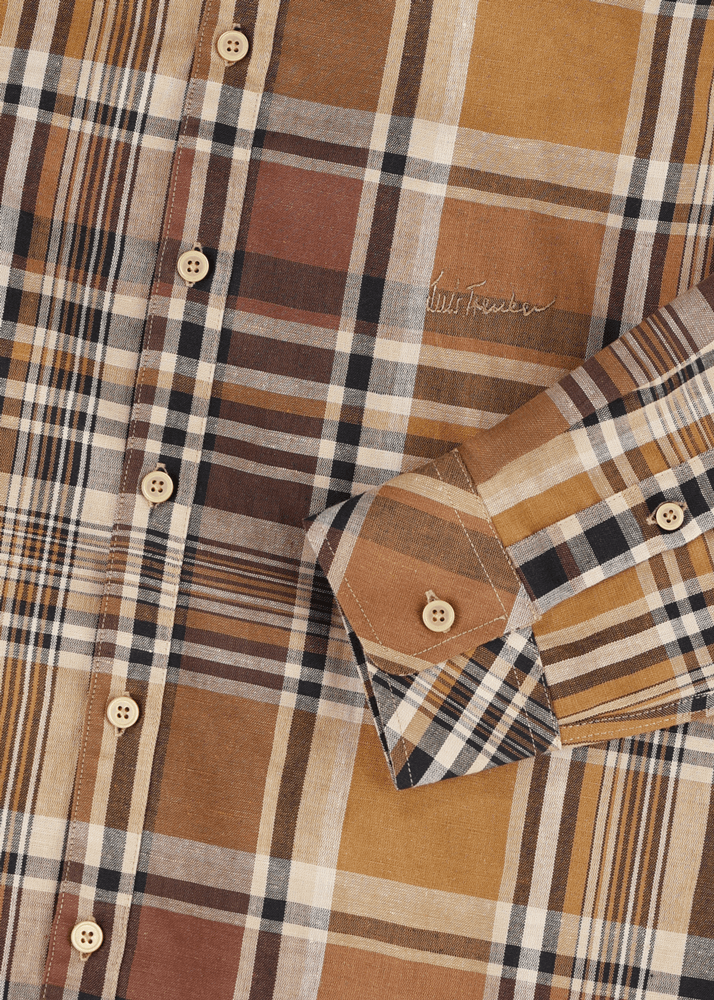 Luis Trenker Camicia A Quadri Con Colletto Alla Coreana Modello Lubernet