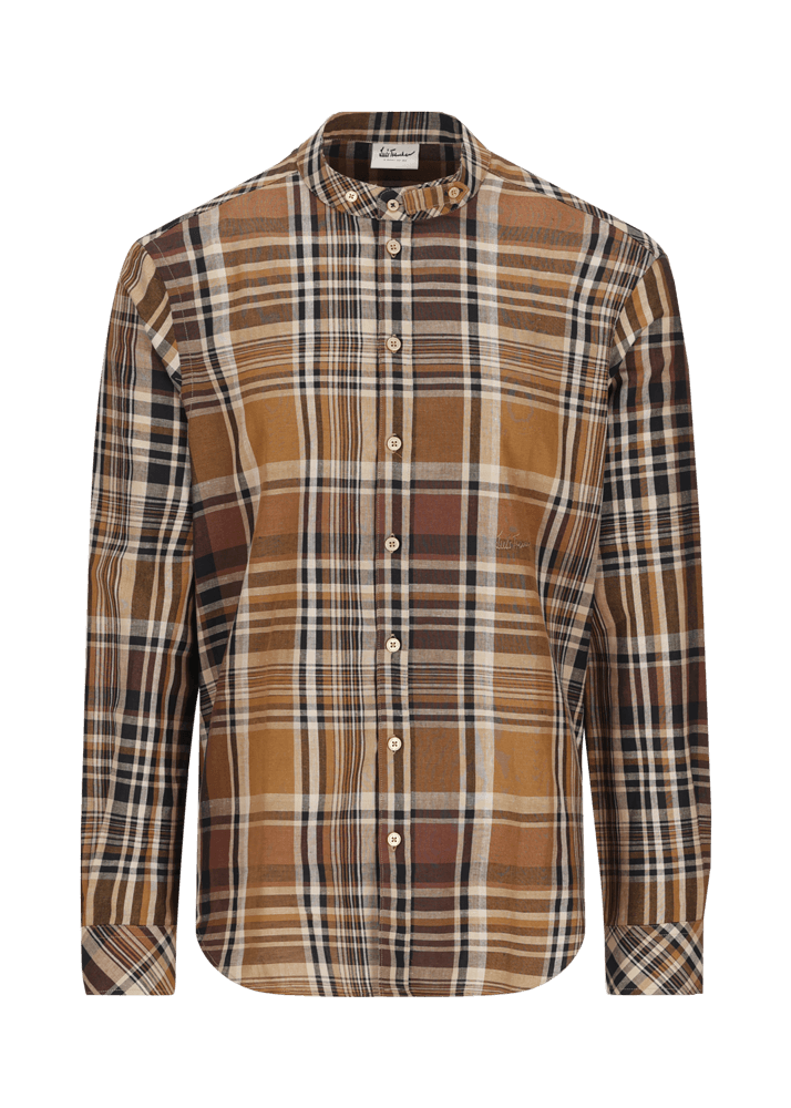 Luis Trenker Camicia a quadri con colletto alla coreana modello Lubernet
