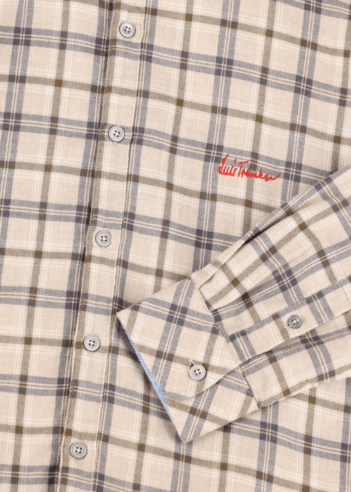 Luis Trenker Camicia A Quadri Con Colletto Alla Coreana Modello Lubernet