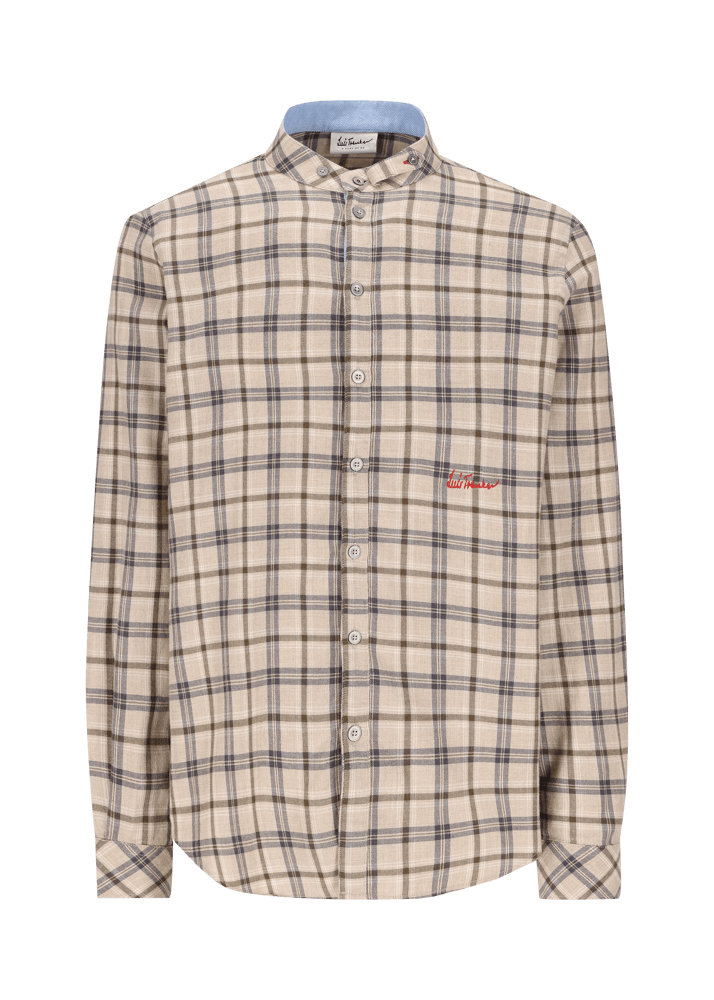 Luis Trenker Camicia a quadri con colletto alla coreana modello Lubernet