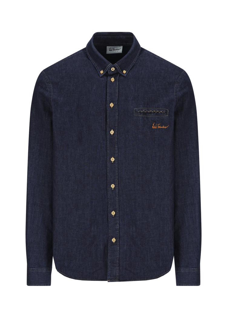 Luis Trenker Camicia Button Down In Denim Modello Lubenzio