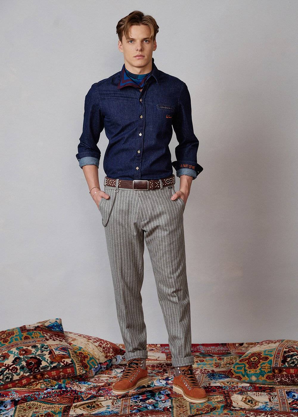 Luis Trenker Camicia button down in denim modello Lubenzio