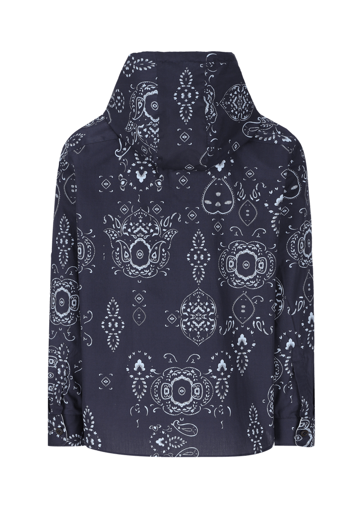 Luis Trenker Camicia Con Cappuccio Con Stampa Bandana Modello Lucram