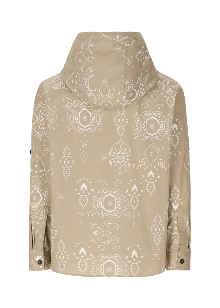 Luis Trenker Camicia Con Cappuccio Con Stampa Bandana Modello Lucram