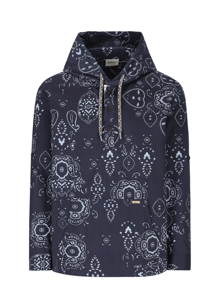 Luis Trenker Camicia con cappuccio con stampa bandana modello Lucram