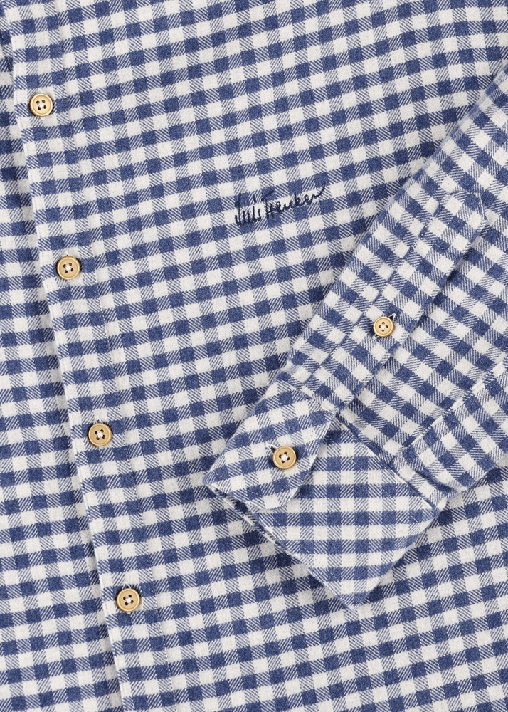 Luis Trenker Camicia Con Colletto Alla Coreana E Motivo Vichy Lubernet