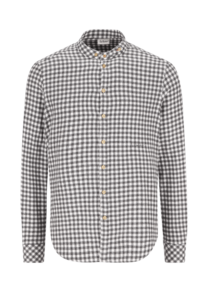 Luis Trenker Camicia con colletto alla coreana e motivo vichy Lubernet