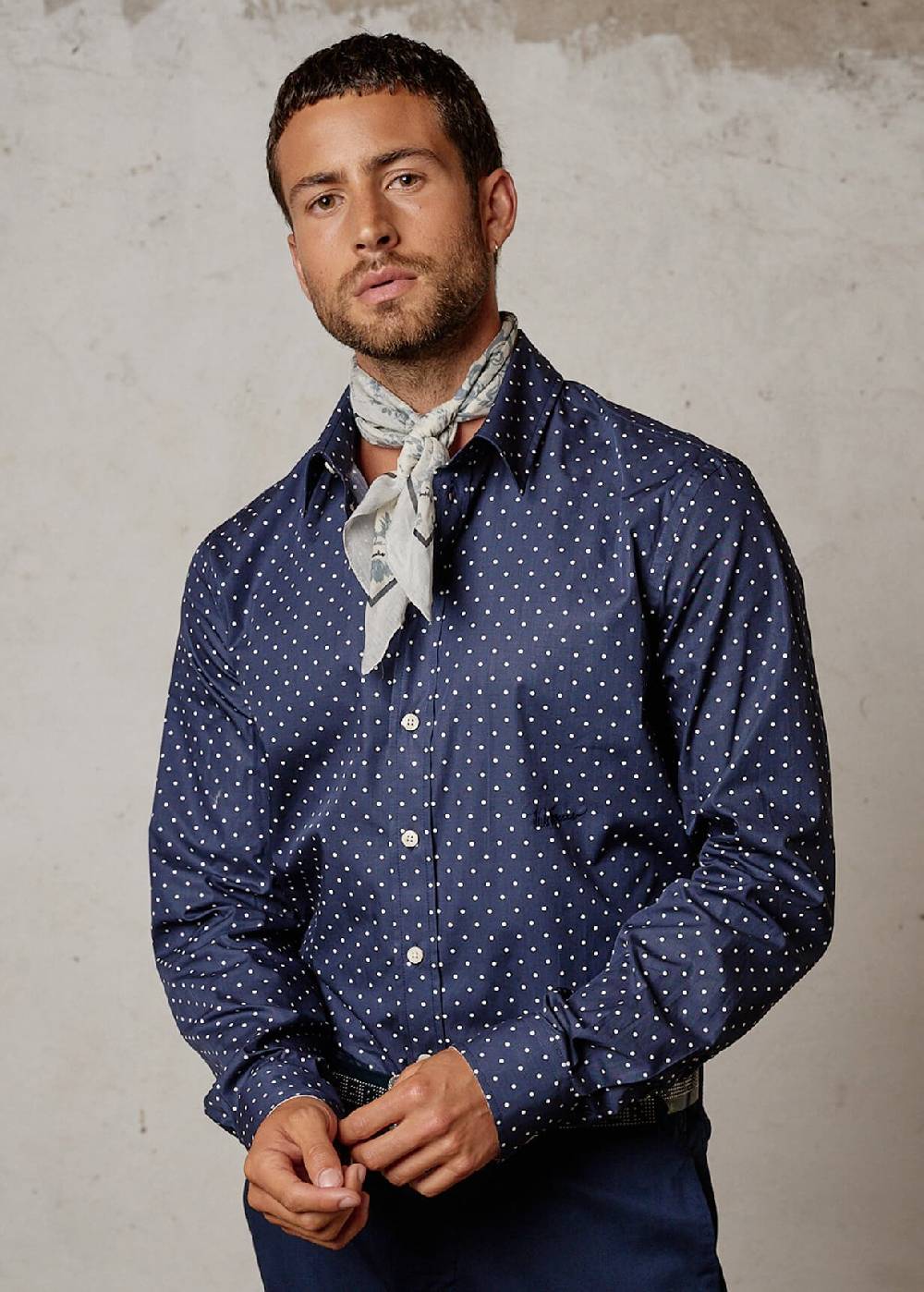 Luis Trenker Camicia Con Motivo A Pois Modello Lubodo