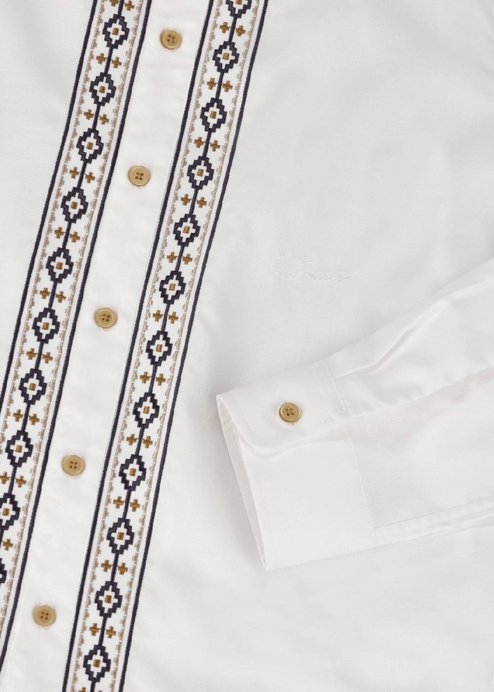 Luis Trenker Camicia Con Ricamo Etnico Modello Lubeltran