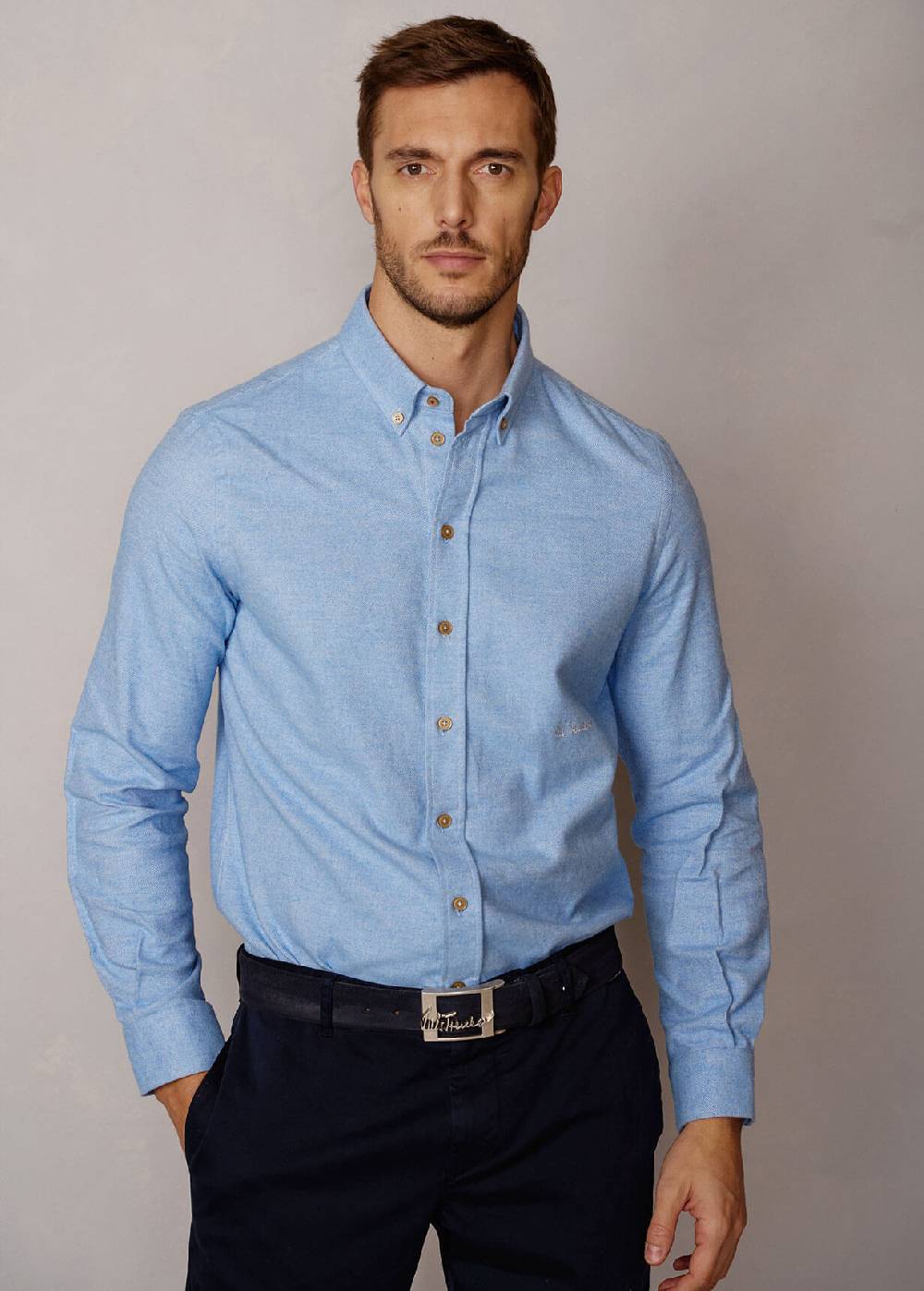 Luis Trenker Camicia In Twill Con Colletto Button Down Lubenzio